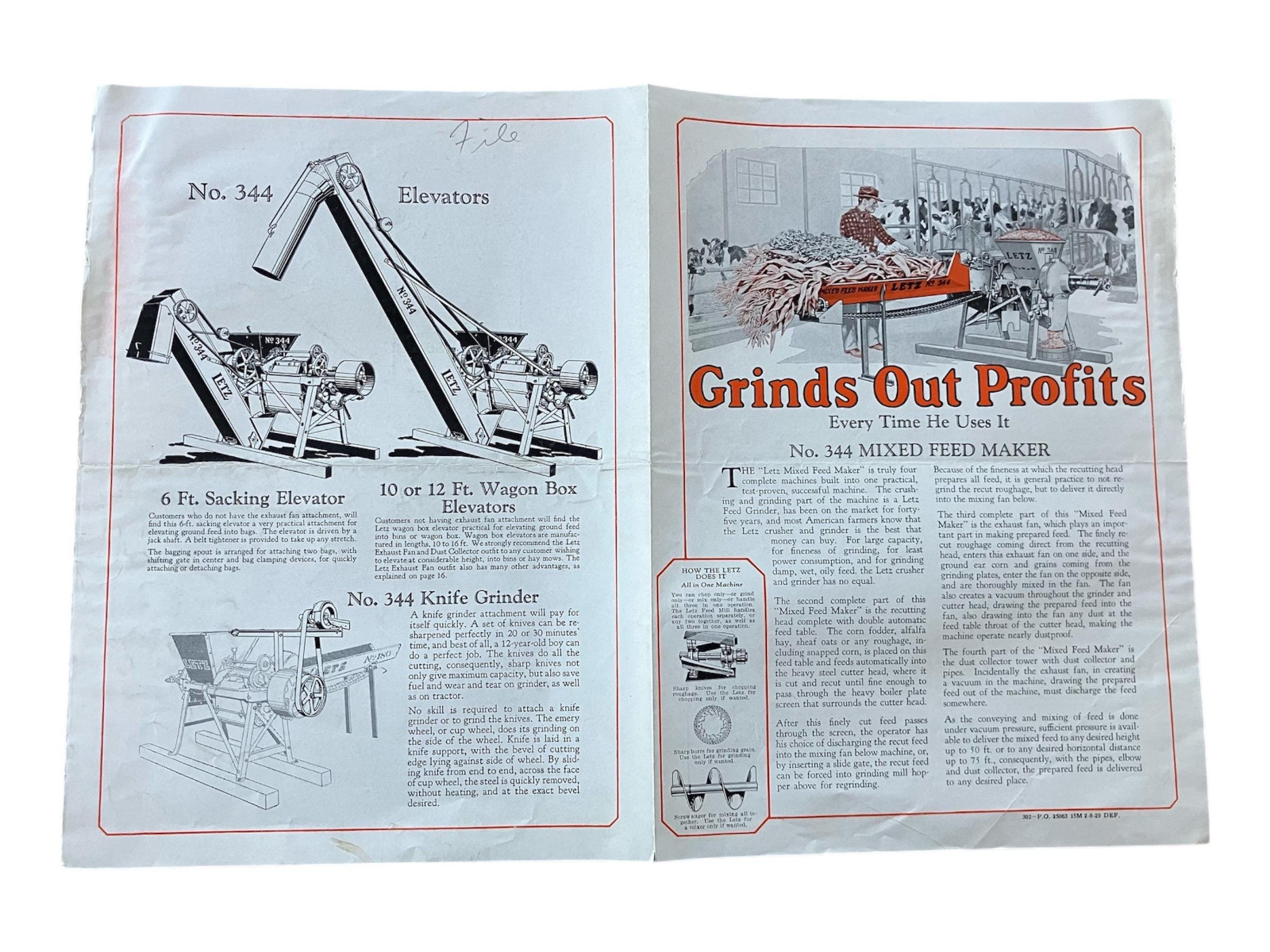 1929 Letz No 344 Mixed Feed Maker Grinds Out Profits Advertisement Knife Grinder