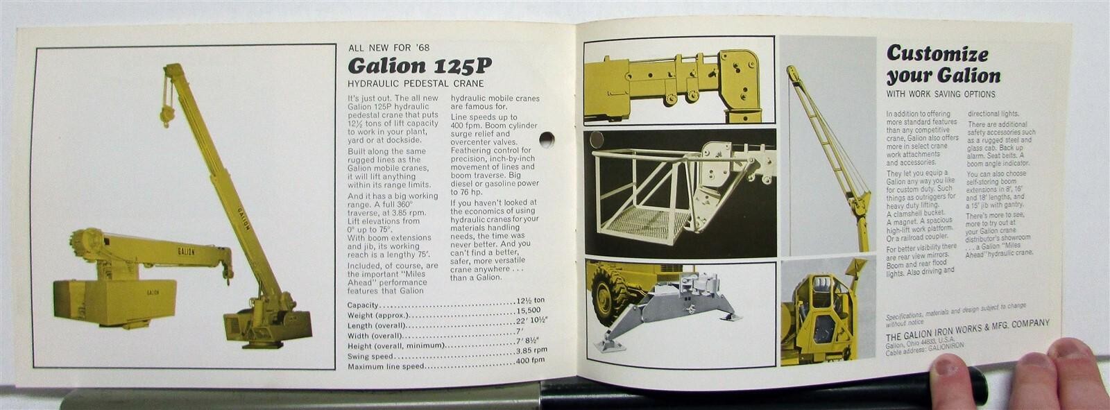 1968 Galion Hydraulic Crane Specifications Construction Sales Brochure