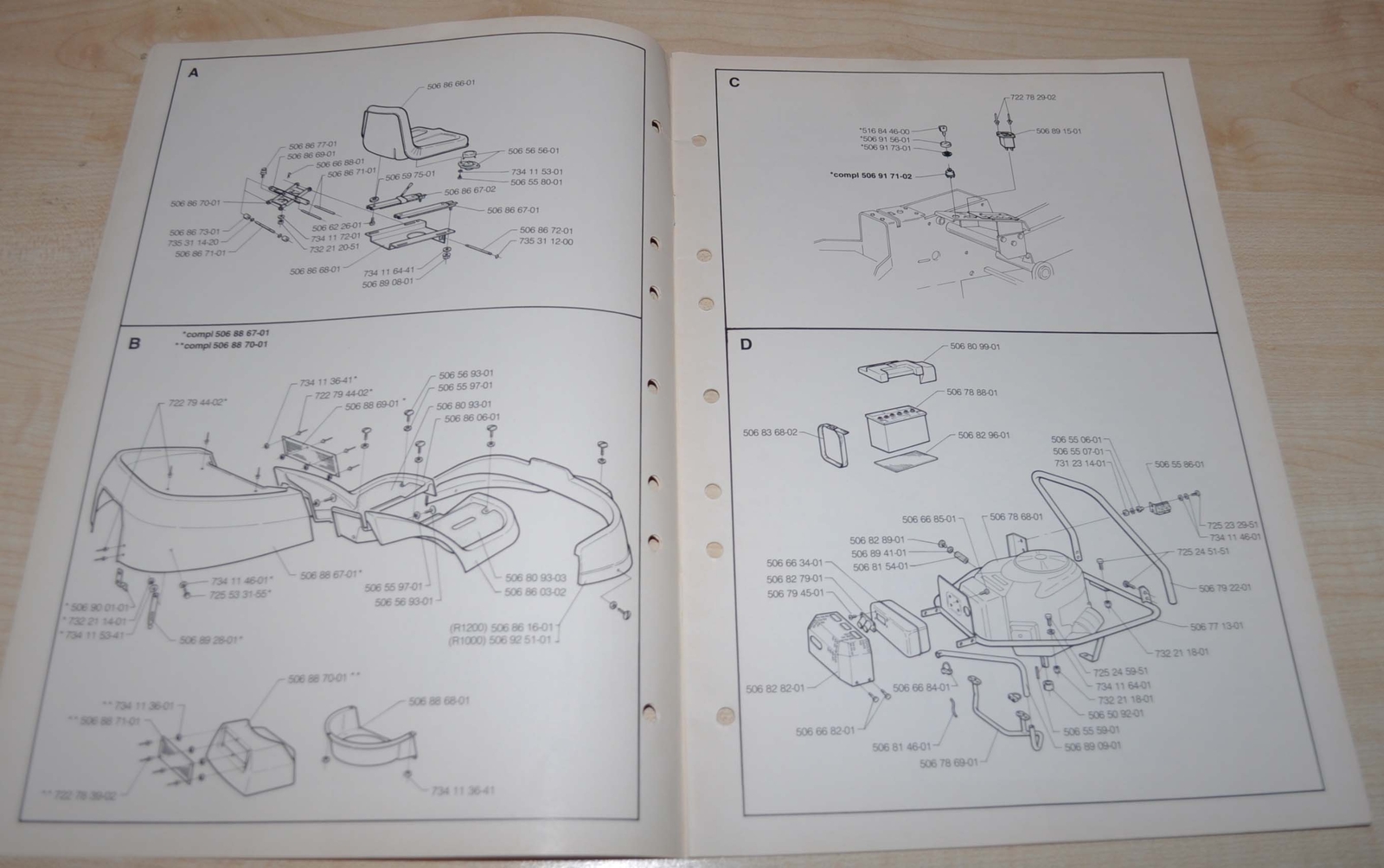 1995 Husqvarna Rider 1000 1200 Lawnmower Tractor Spare Parts Manual