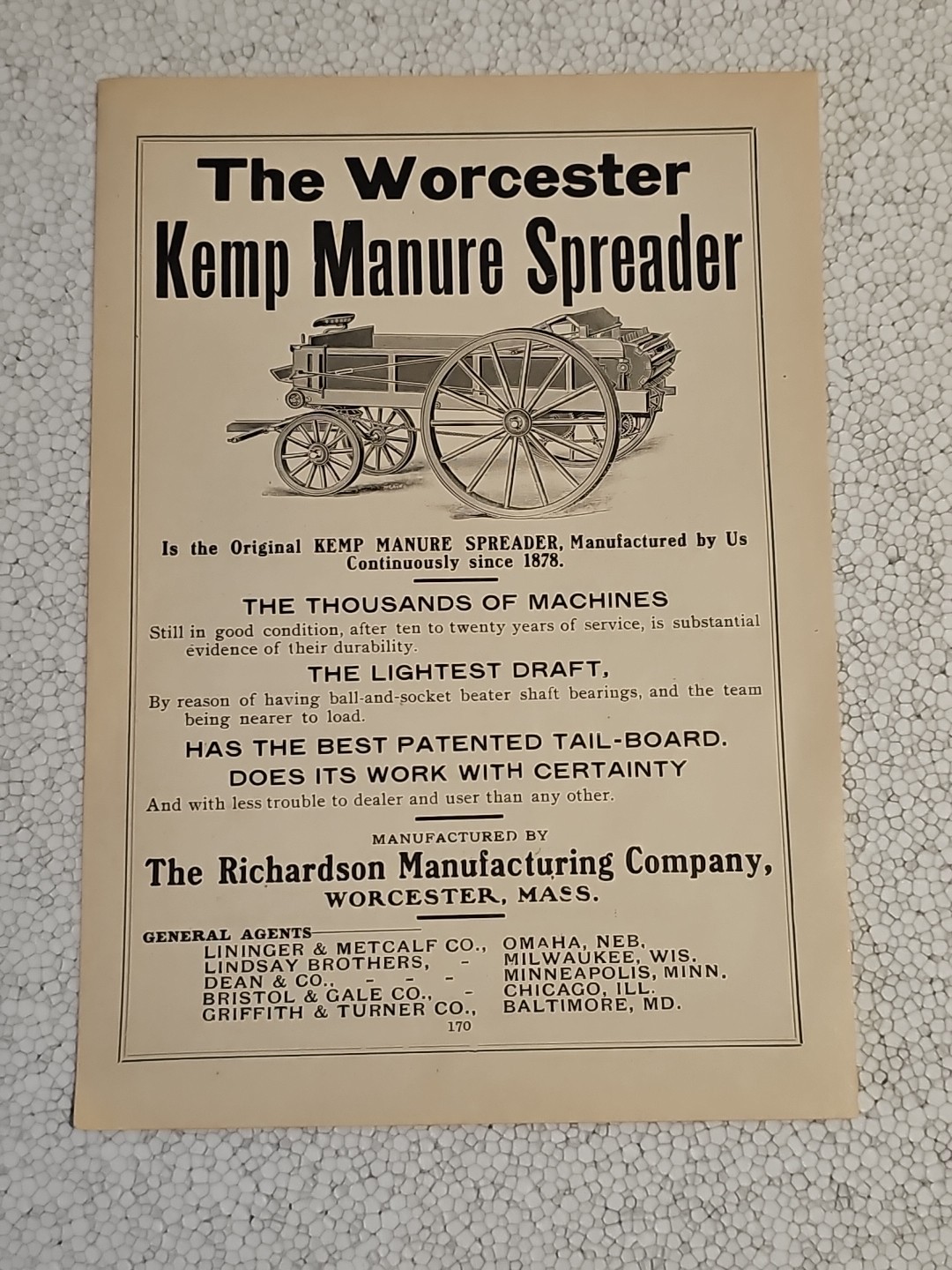 The Kemp Manure Spreader 1904 Worchester MA Ad