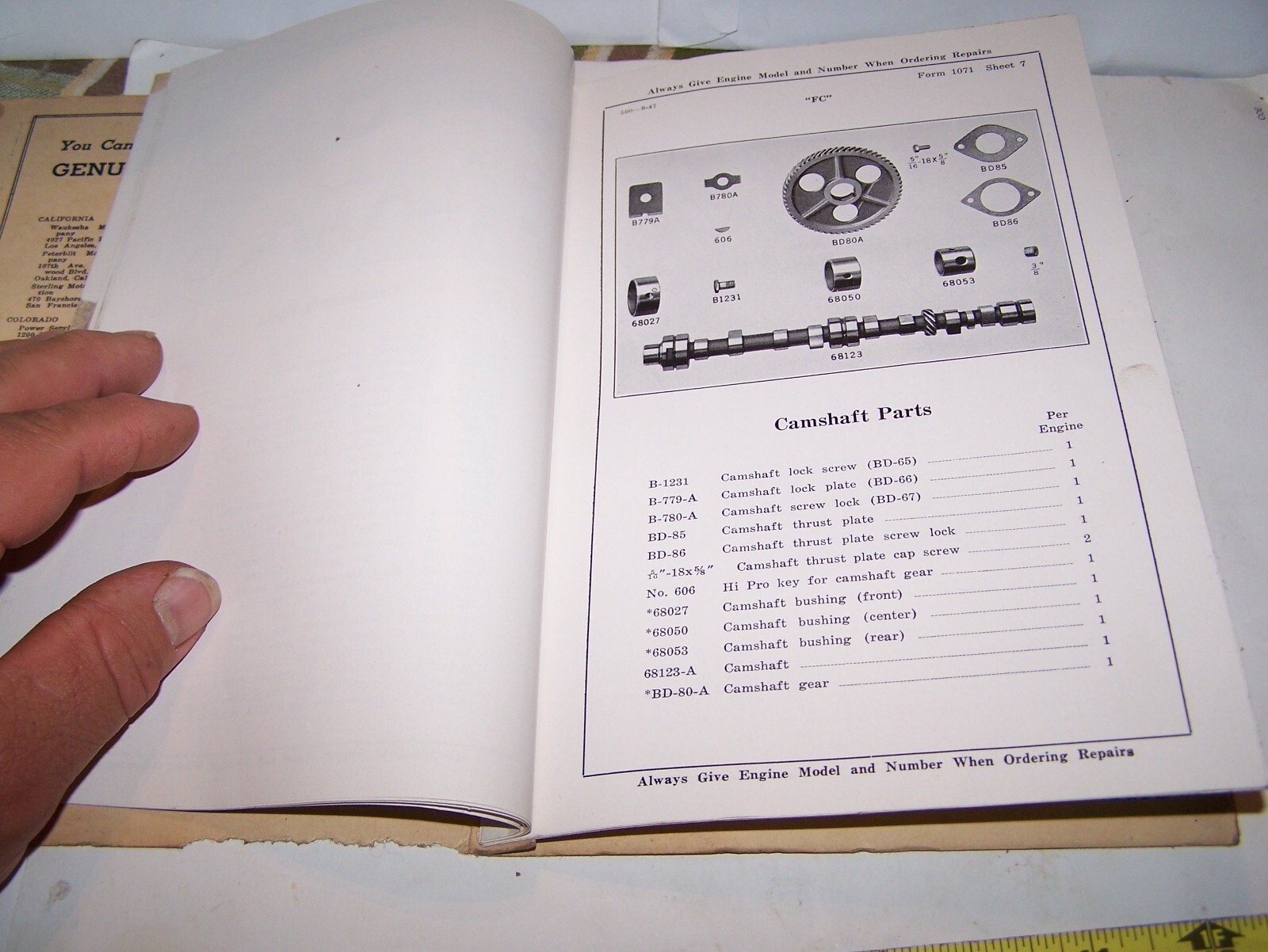 WAUKESHA FC Tractor Engine Power Unit Parts Book List Hit Miss Gas Engine Steam