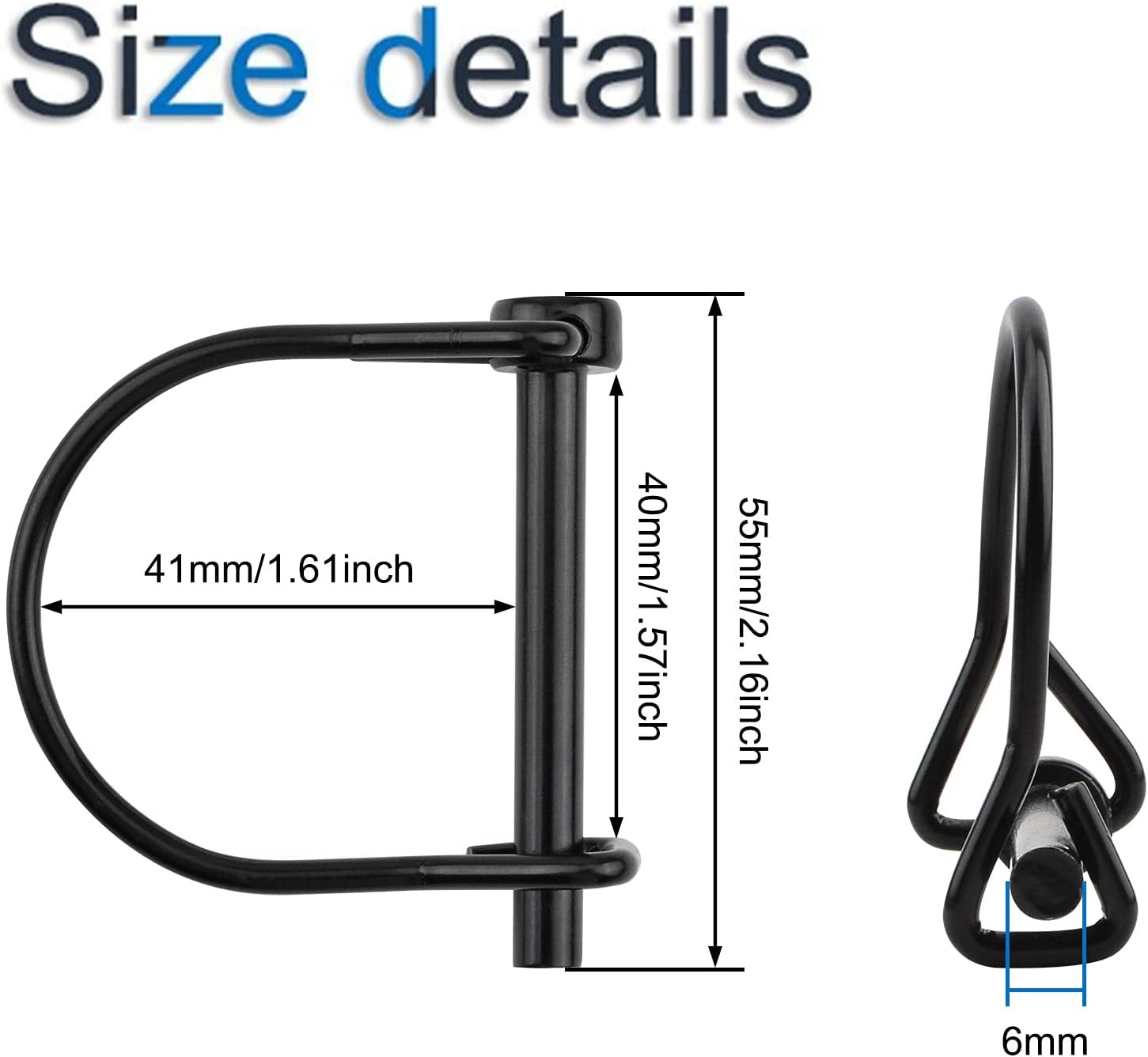 10PCS 1/4&Prime; Wire Lock Hitch Pins PTO Safety Coupler Pins Farm Trailer