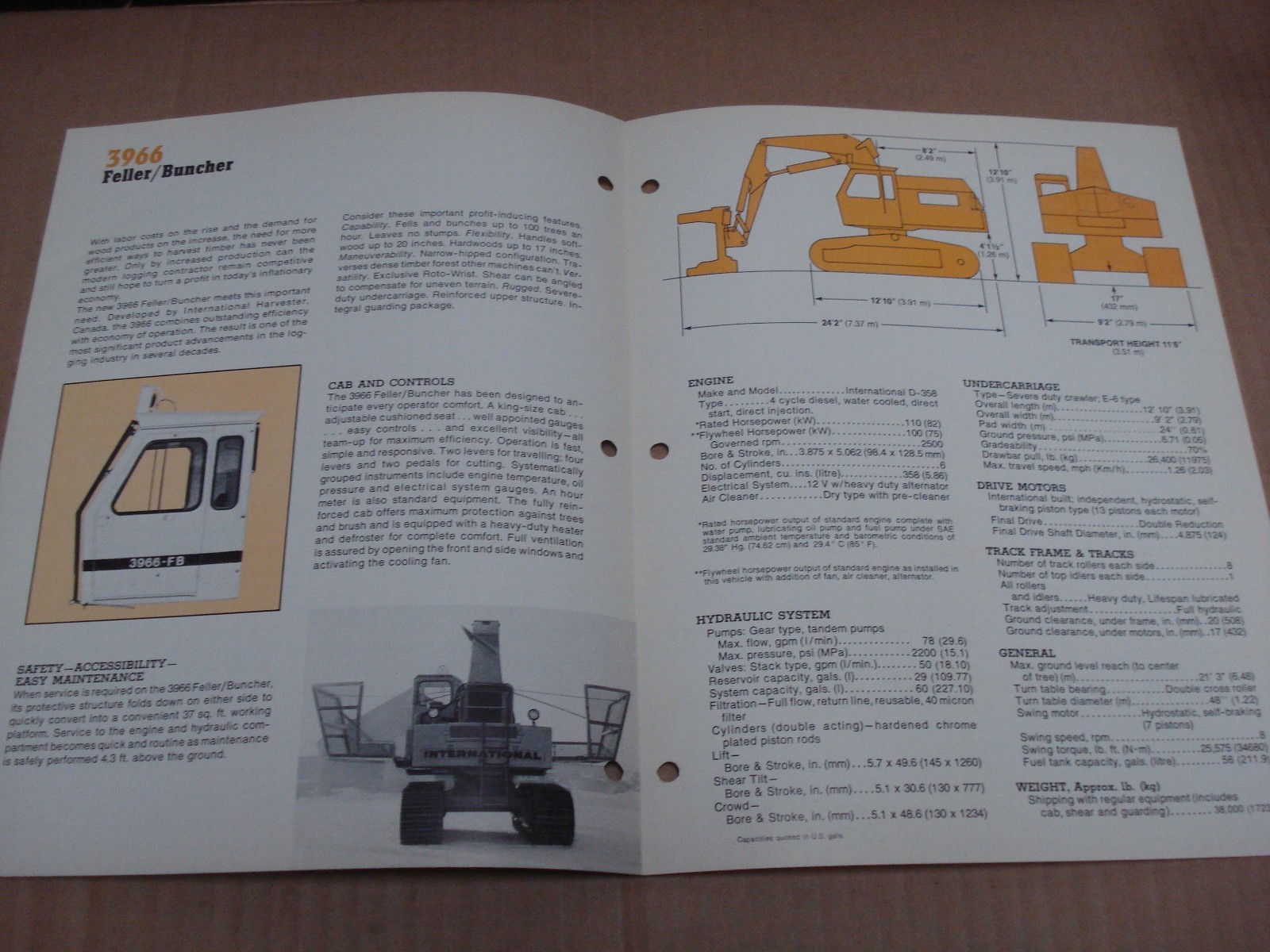 International 3966 Feller/Buncher Specifications Brochure