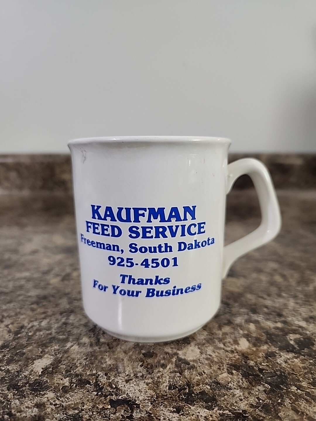 Vtg Kaufman Feed Service Coffee Cup Mug Freeman South Dakota