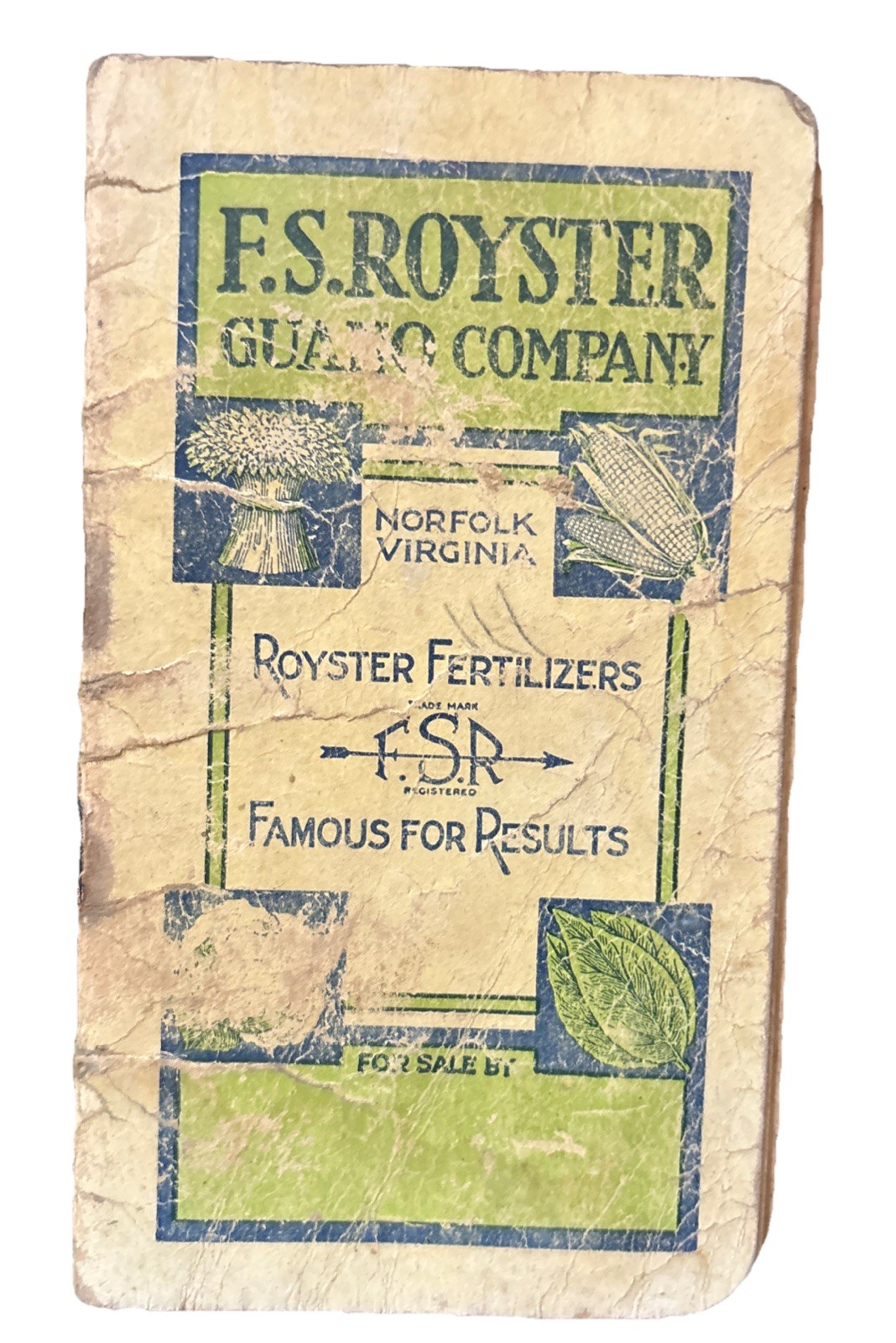 1929 FS Royster Guano Co. Royster Fertilizers Advertising Memo Book. Virginia￼