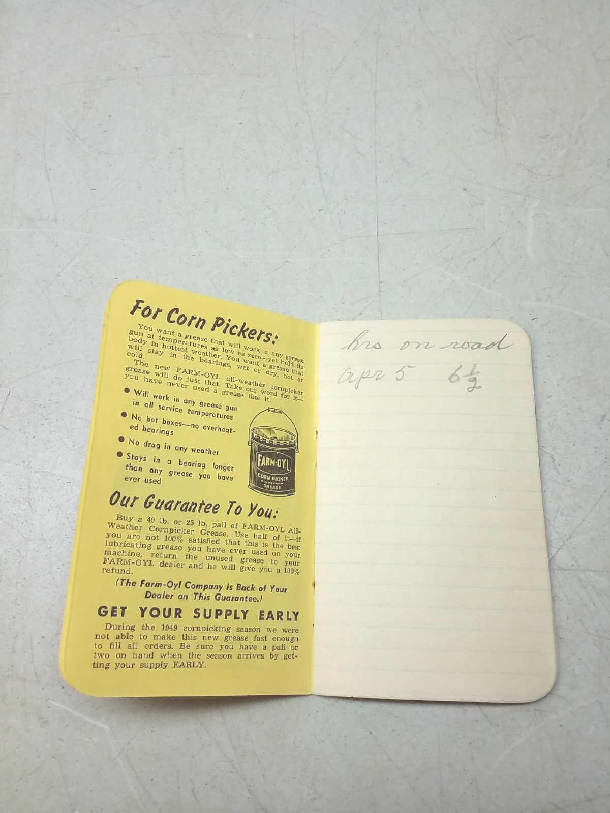 Farm Oyl Memo Book 1950 51 Petroleum Advertising Mondovi Farm Service Wisconsin