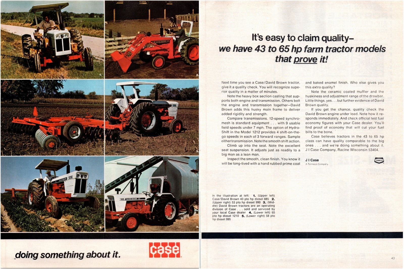 1974 Case David Brown 885 995 1210 Tractor Vintage 70&rsquo;s 2-Page Print Ad