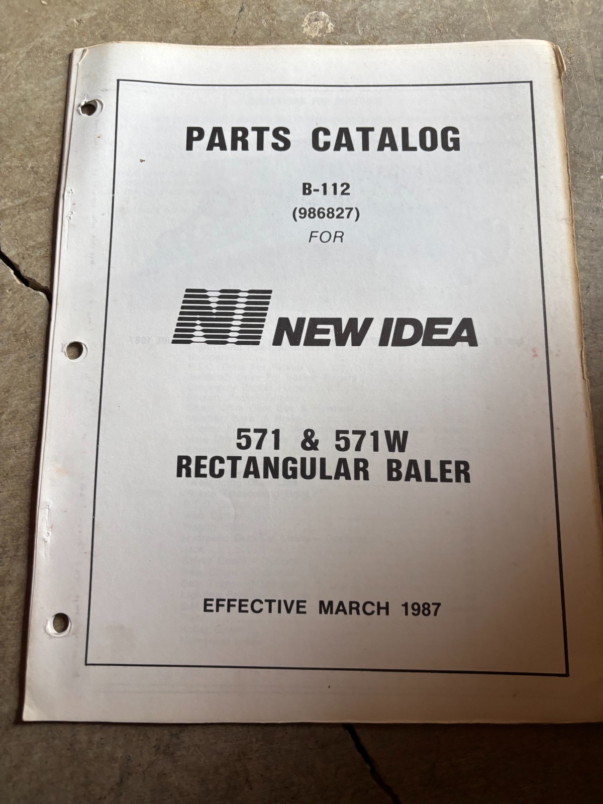 New Idea 571 571W Rectangular Balers Parts Book Manual AMIL26