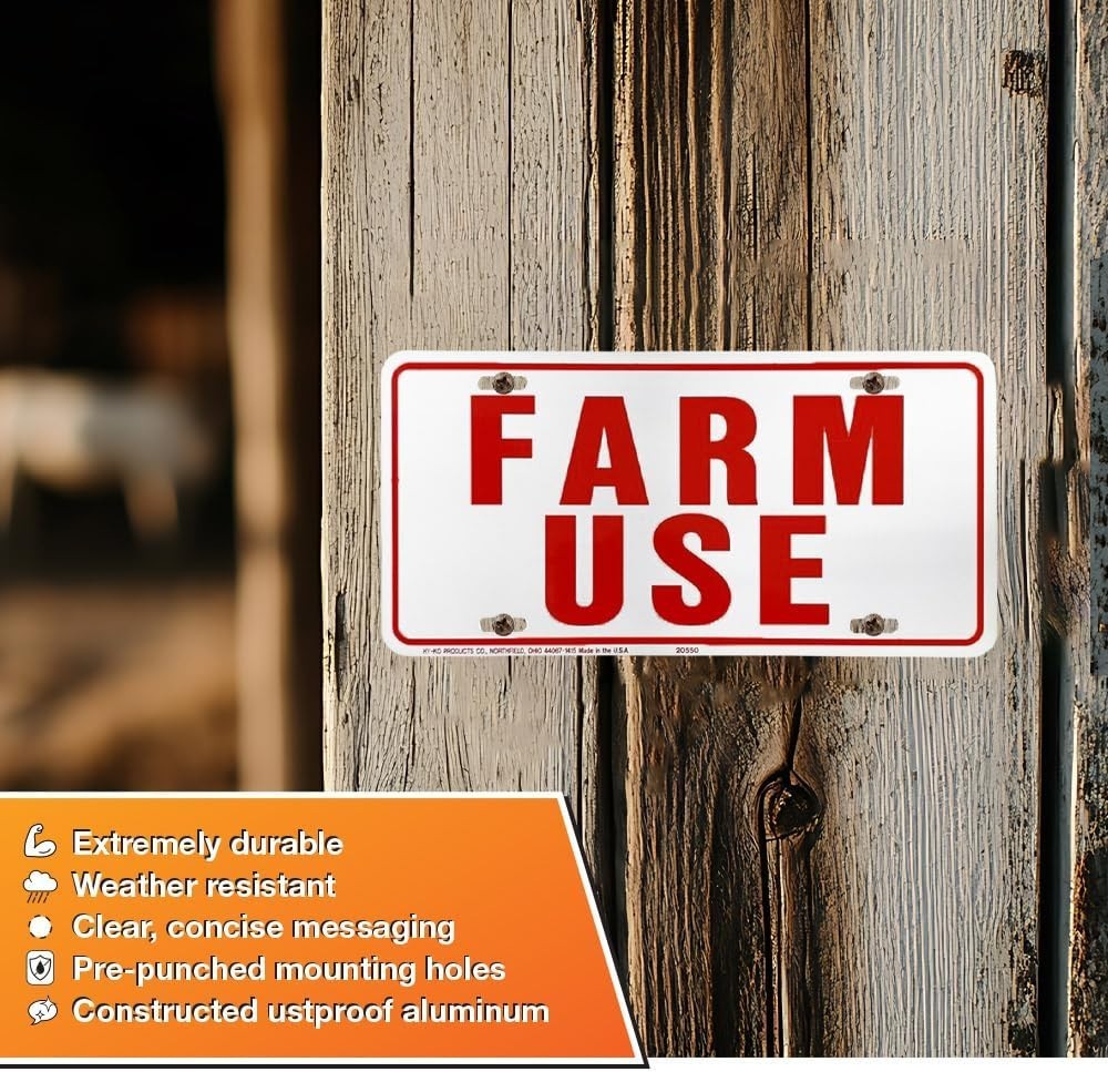 FARM USE ID TAG WHITE/RED 12X18 ALUMINUM WEATHER-RESISTANT