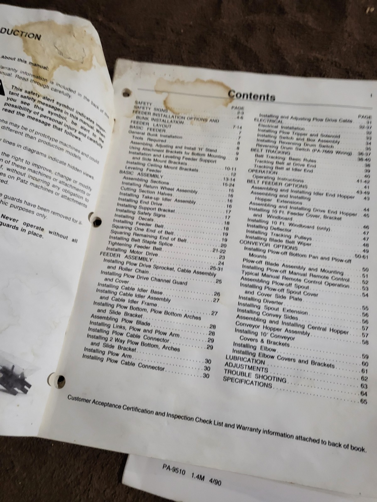 1990 Vintage Patz 8916 Barn Belt Feeder MANUALS Parts & Operators – Pound, WI.