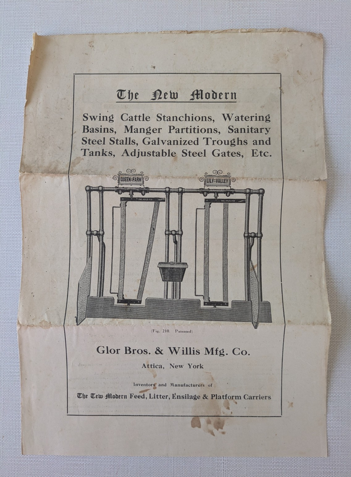 Glor Bros Willis Mfg Co Attica NY Farm Equipment Catalog Sanitary Stable…