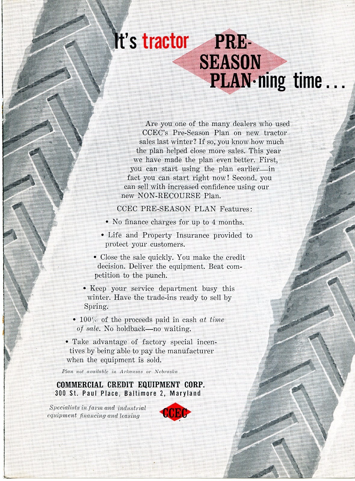 1963 Dealer Print Ad of Commercial Credit Equipment Corp CCEC Tractor Planning