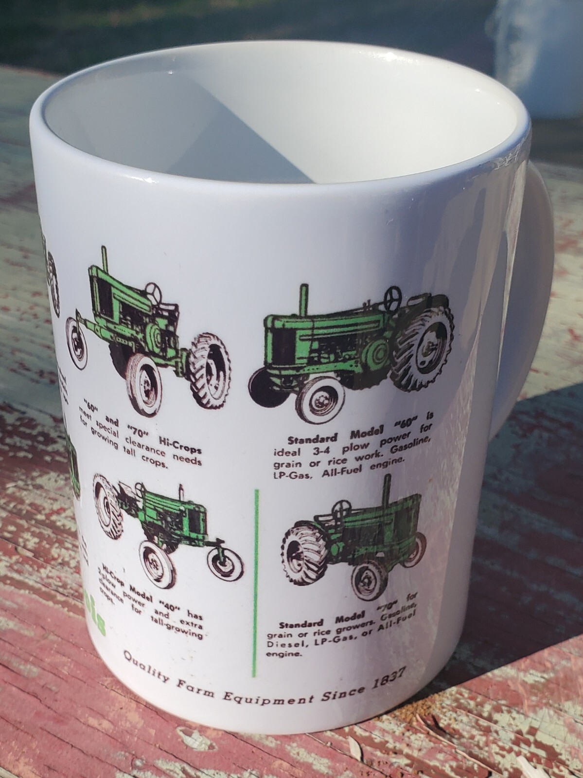 Green Tractor Number Series Line Up Advertisement 15 Ounce Sublimated Coffee Mug