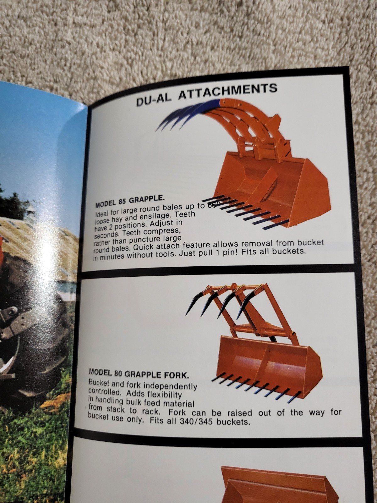 DUAL 340 / 345 Tractor Front LOADER BROCHURE John Deere MF Sioux Falls, SD.