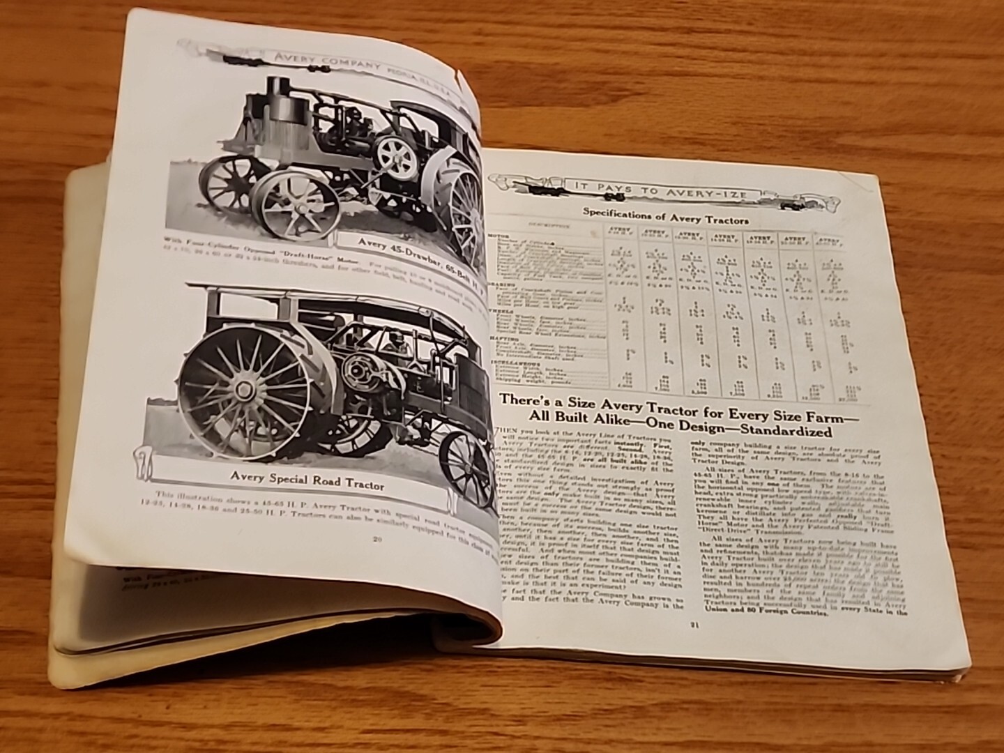 1921 Avery Engine Thrasher Tractor Dealer Catalog Brochure Peoria IL 96 Pages