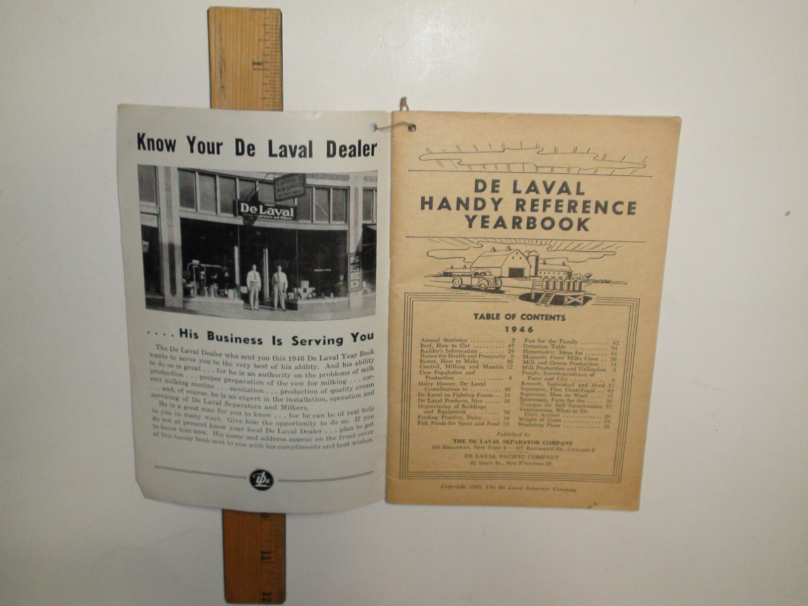 1946 DeLaval Handy Reference Yearbook – Jacob Bender & Son – Sutton, NE