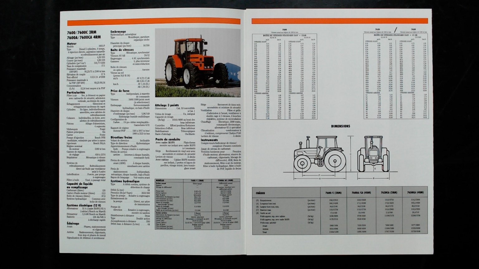 Deutz Allis Agriculture Brochure Série 7600 Tractor French Vintage