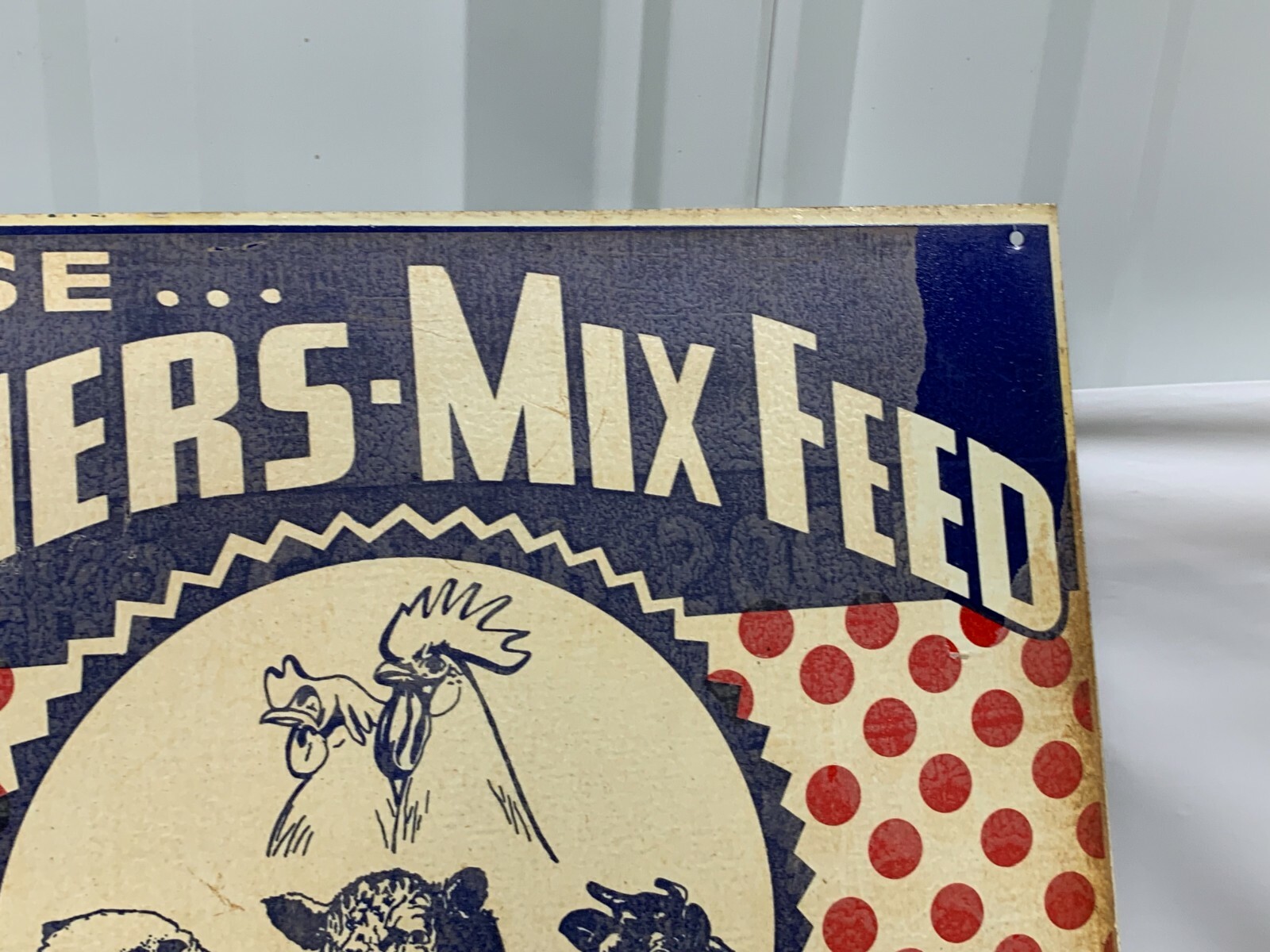 1950s Farmers Mix Feed Pig Cow Chicken 12×12 Tin Sign Co-op Sioux Center, IA