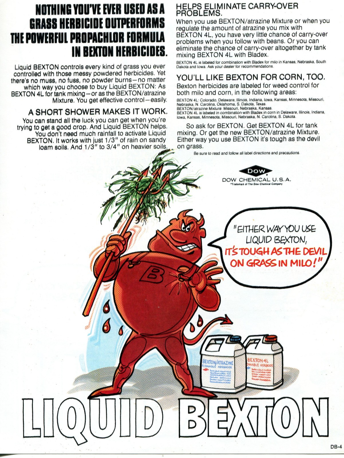 1980 4pg Print Ad of Dow Chemical Bladex Bexton Atrazine Grass Herbicide