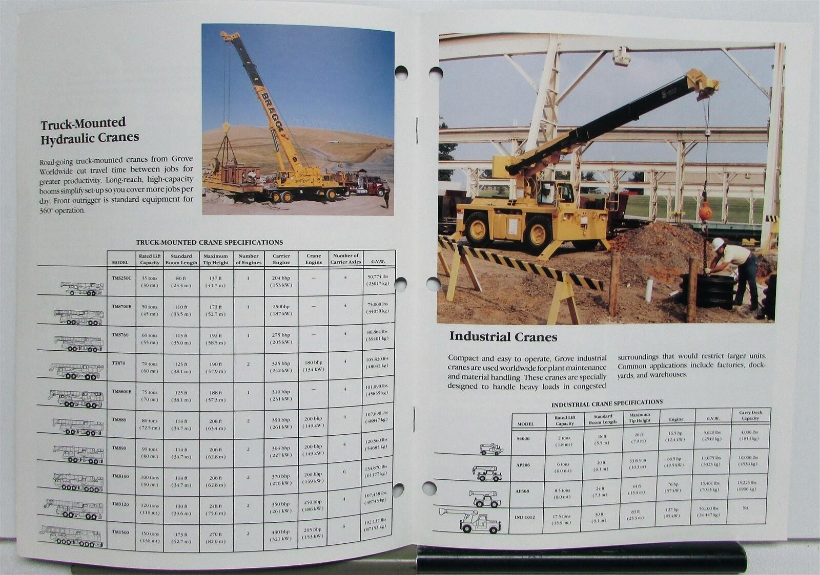 1993 Grove Mobile Cranes Specifications Construction Sales Brochure