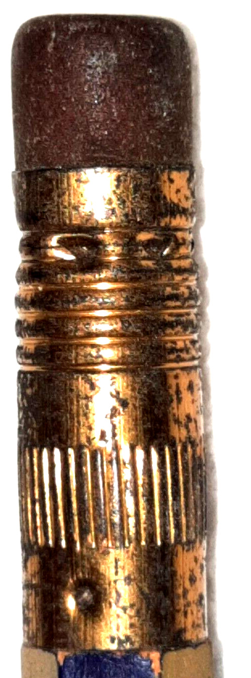 LONG FERRULE « Sherman Hatchery – Phone 1105 » Gold & Black Unused Wood Pencil