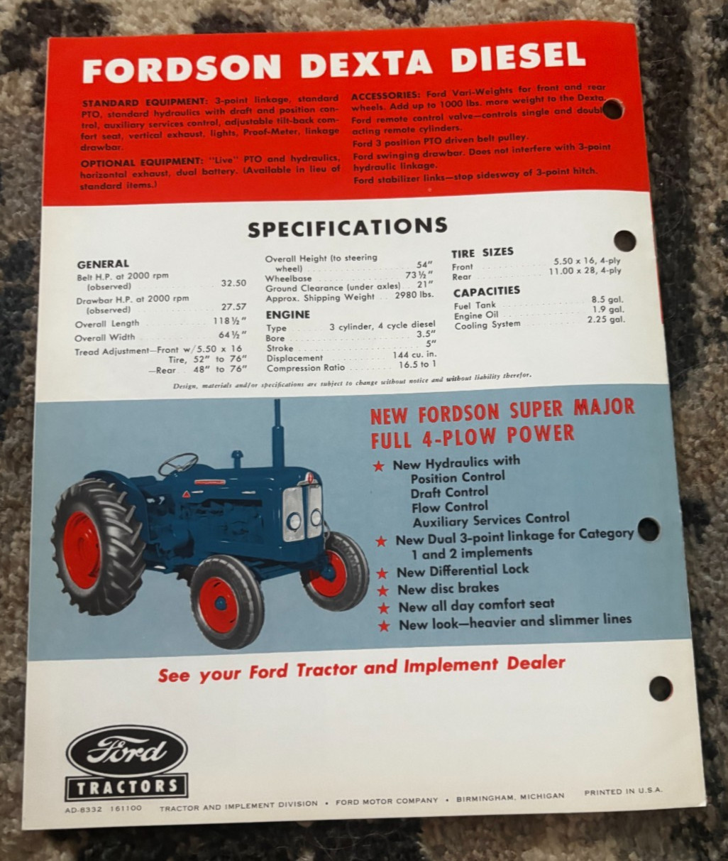 Fordson Dexta Diesel Tractor Brochure DCPA26