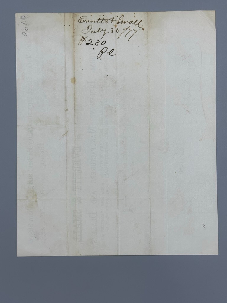 1877 Everett & Small FARM PLOW Advertising Billhead Antique BOSTON