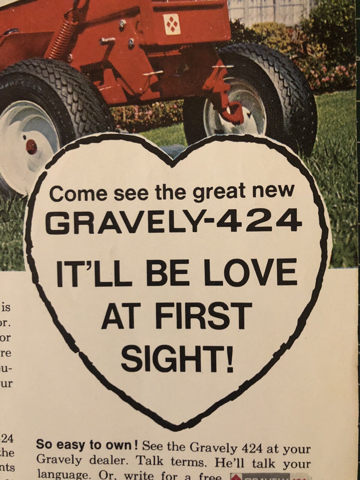 1968 Original Vintage Print Ad Gravely Garden Tractor 424 Beautiful Color