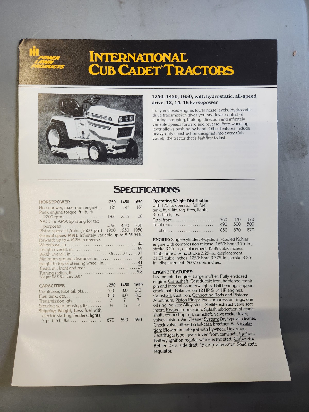 Cub Cadet Sales Brochures