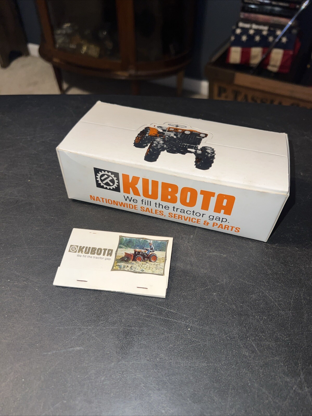 Vtg Kubota Tractor Matchbook & Display Box Farmersville Equipment Ephrata Pa