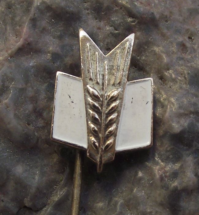 Antique Wheat Ear and Book Logo Motif Farming Farm Worker Agriculture Pin Badge