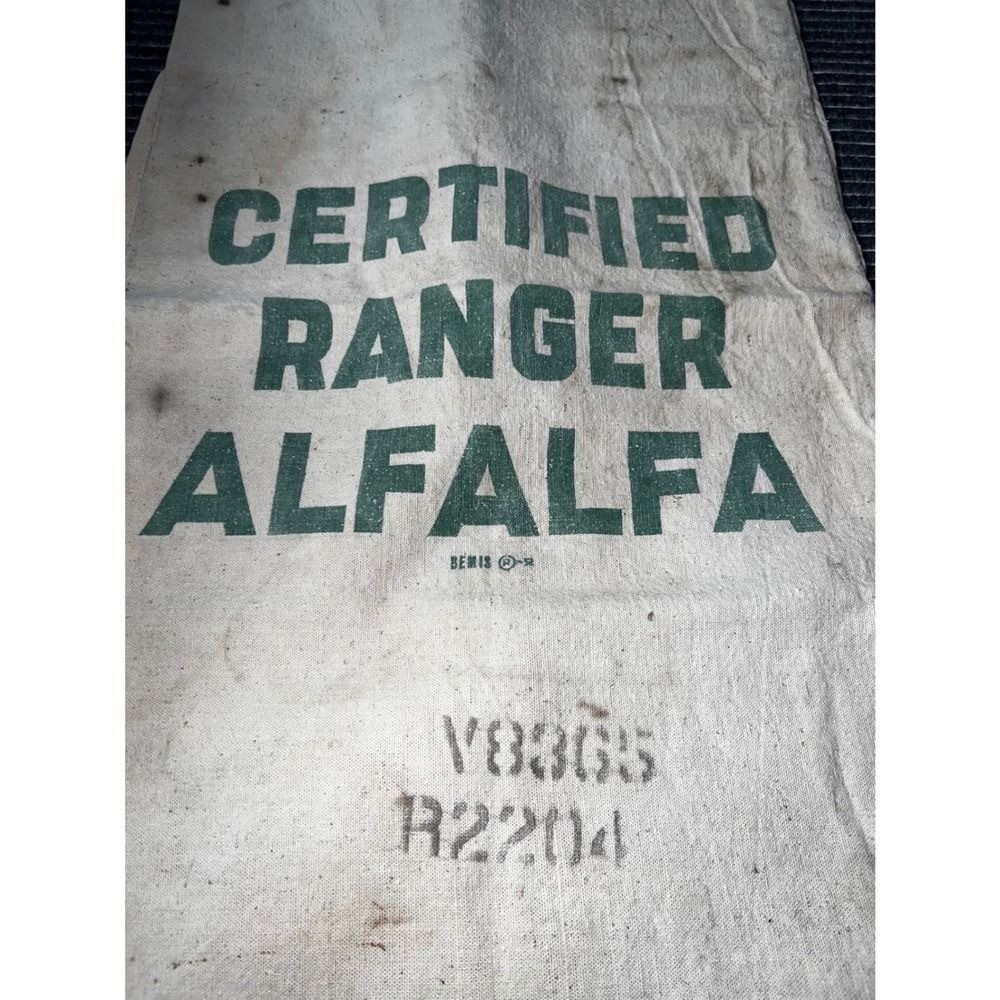Vintage Bemis Chase Alfalfa Seed Bags Cotton Canvas Farmhouse Decor Lot of 2