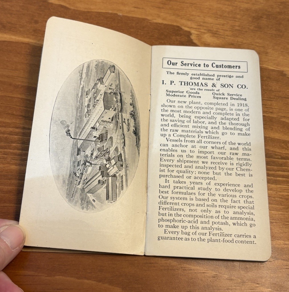 Antique 1920 I.P. Thomas Fertilizer Salesman Brochure & Notepad. Handwritten Ins