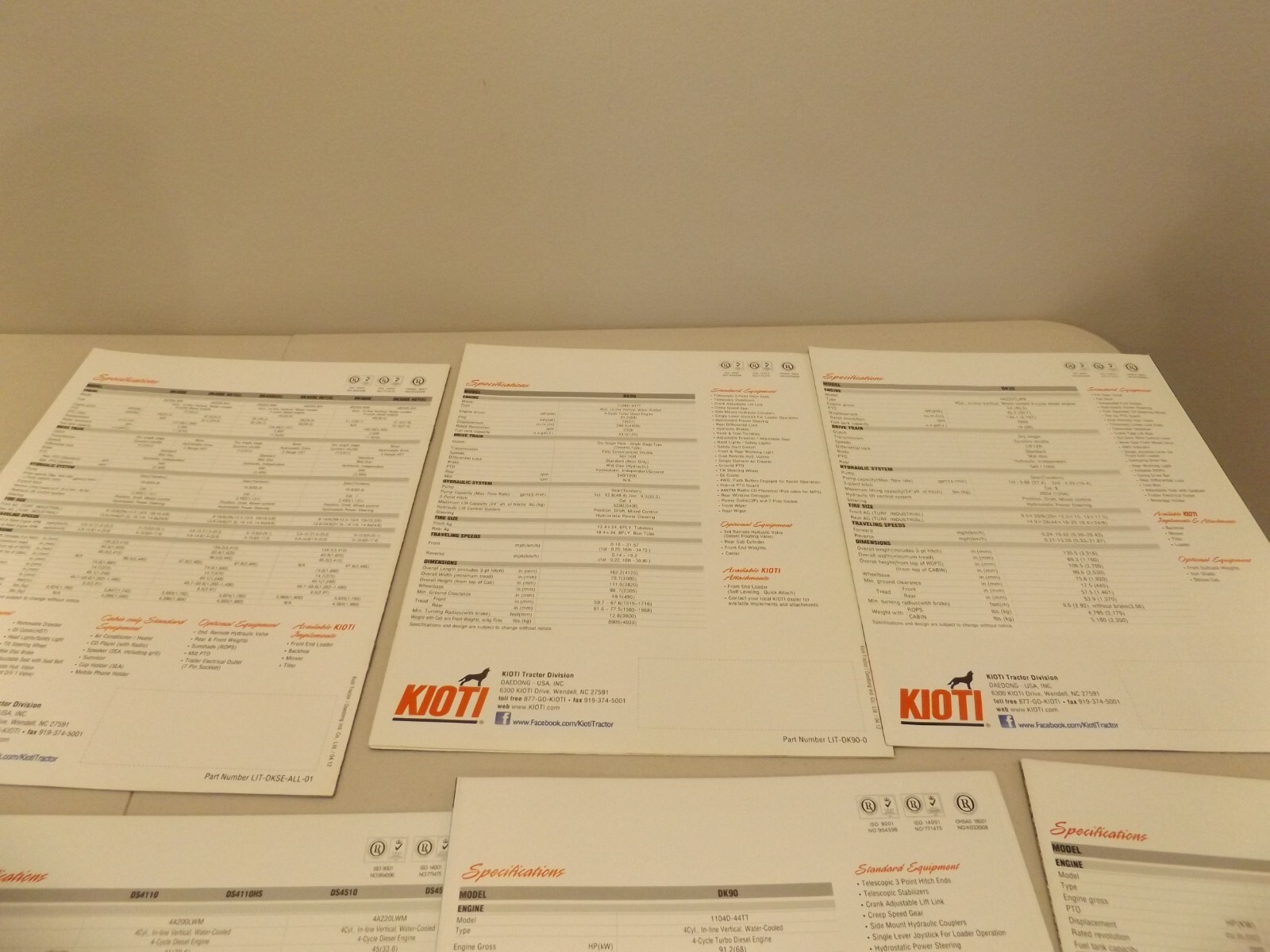 7-pc. KIOTI COMPACT & UTILITY TRACTORS, 2012
