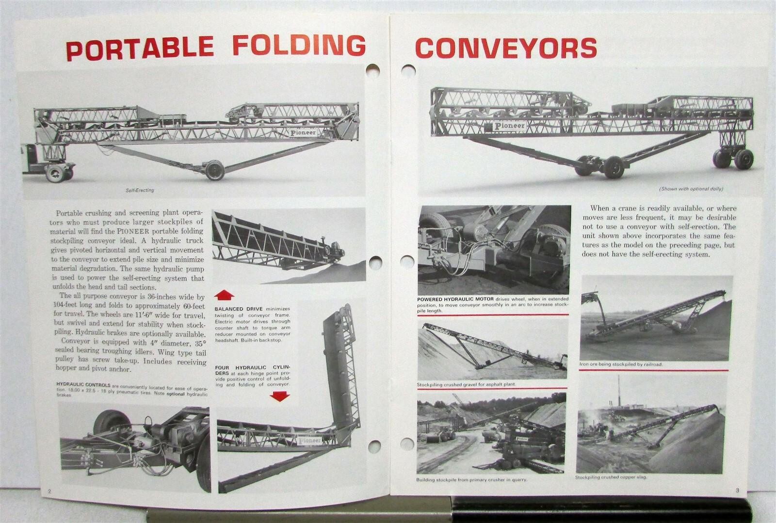 1970 Pioneer Stockpiling Conveyors Radial Elevating Construction Sales Brochure