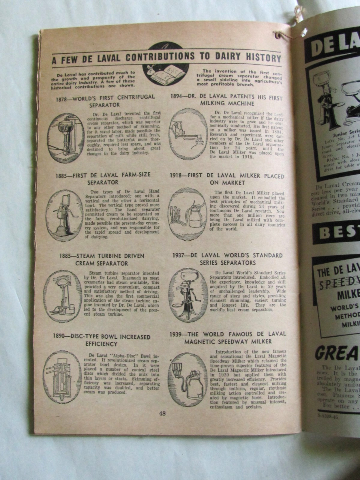 1946 DE LAVAL DAIRY FARM YEARBOOK THEDE IMPLEMENT JOHN DEERE DEALER ALEDO IL