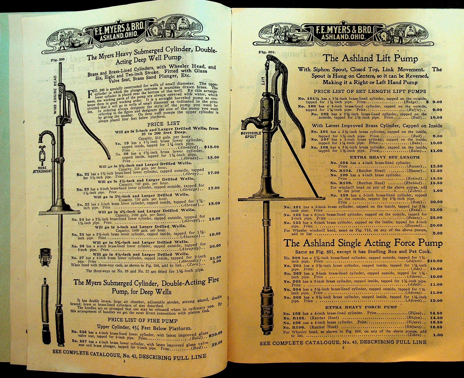 FE Myers & Bro Ashland Pump & Hay Tool Works Catalog ca 1910 Myers Branch