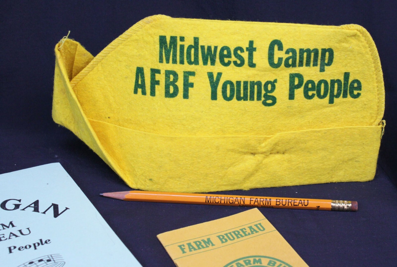 Vtg Farm Bureau Young People Midwest Camp Hat Song Book Tablet 1956 AFBF Pencil