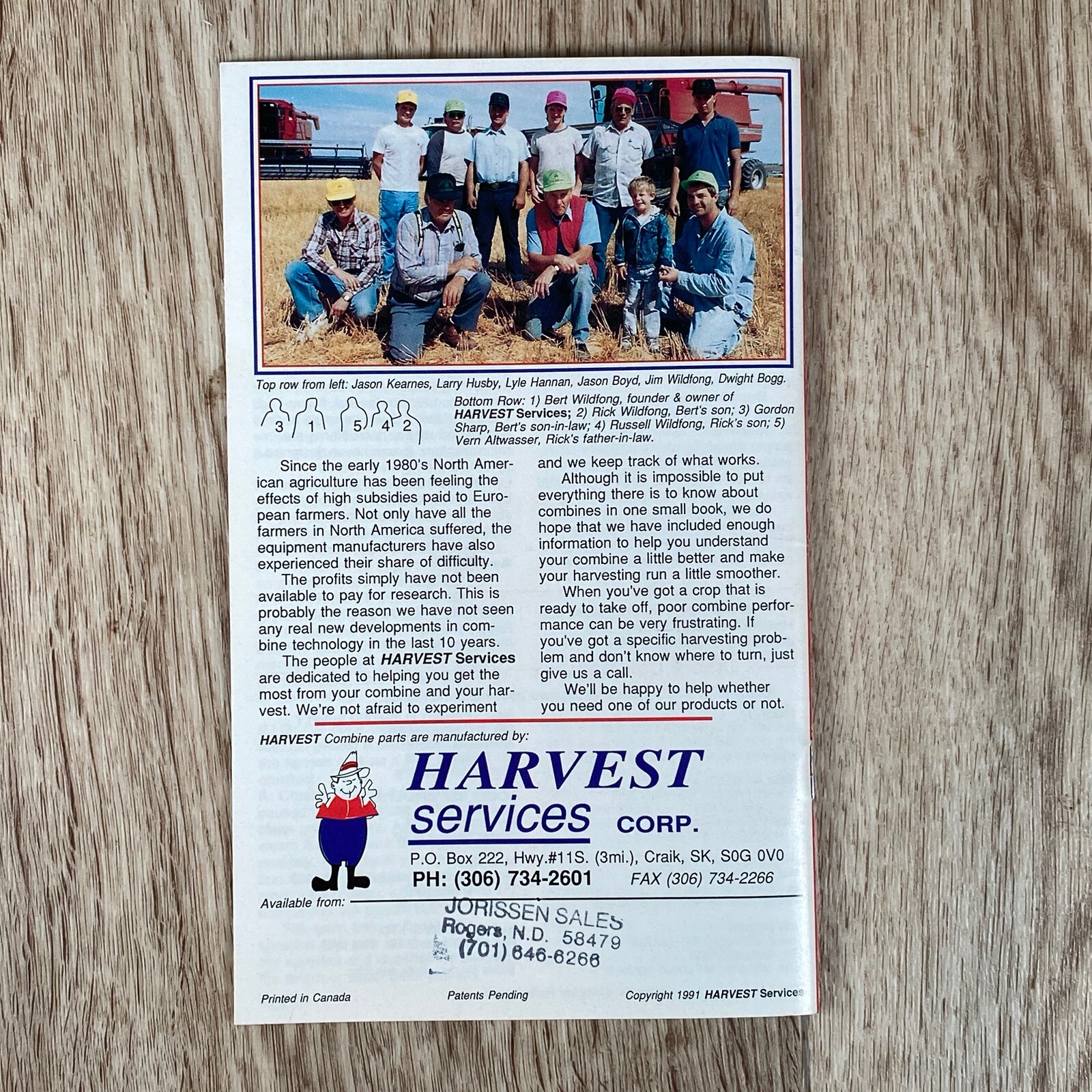 Combine Brochure Booklet Harvest Services Corp. 1980s, Printed in Canada