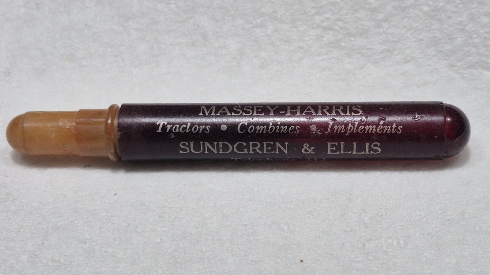 « MASSEY-HARRIS * Sungren & Ellis & Phone 312 * Greensburg, Kansas » Bullet Pencil
