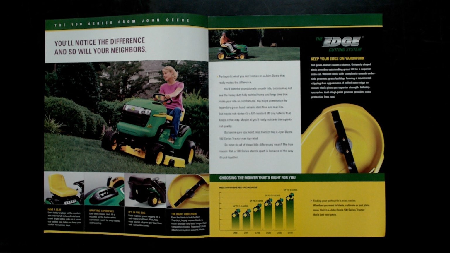 John Deere 100 Series Tractors Vintage Agriculture Brochure Lawn Mowers