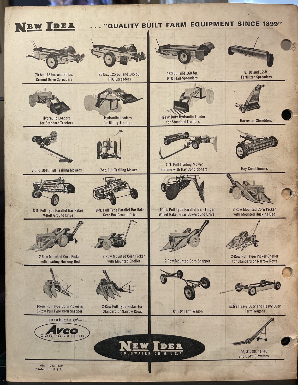 1962 NEW IDEA Farm Equipment Co Nos. 750 & 751 Hay Conditioners Parts List