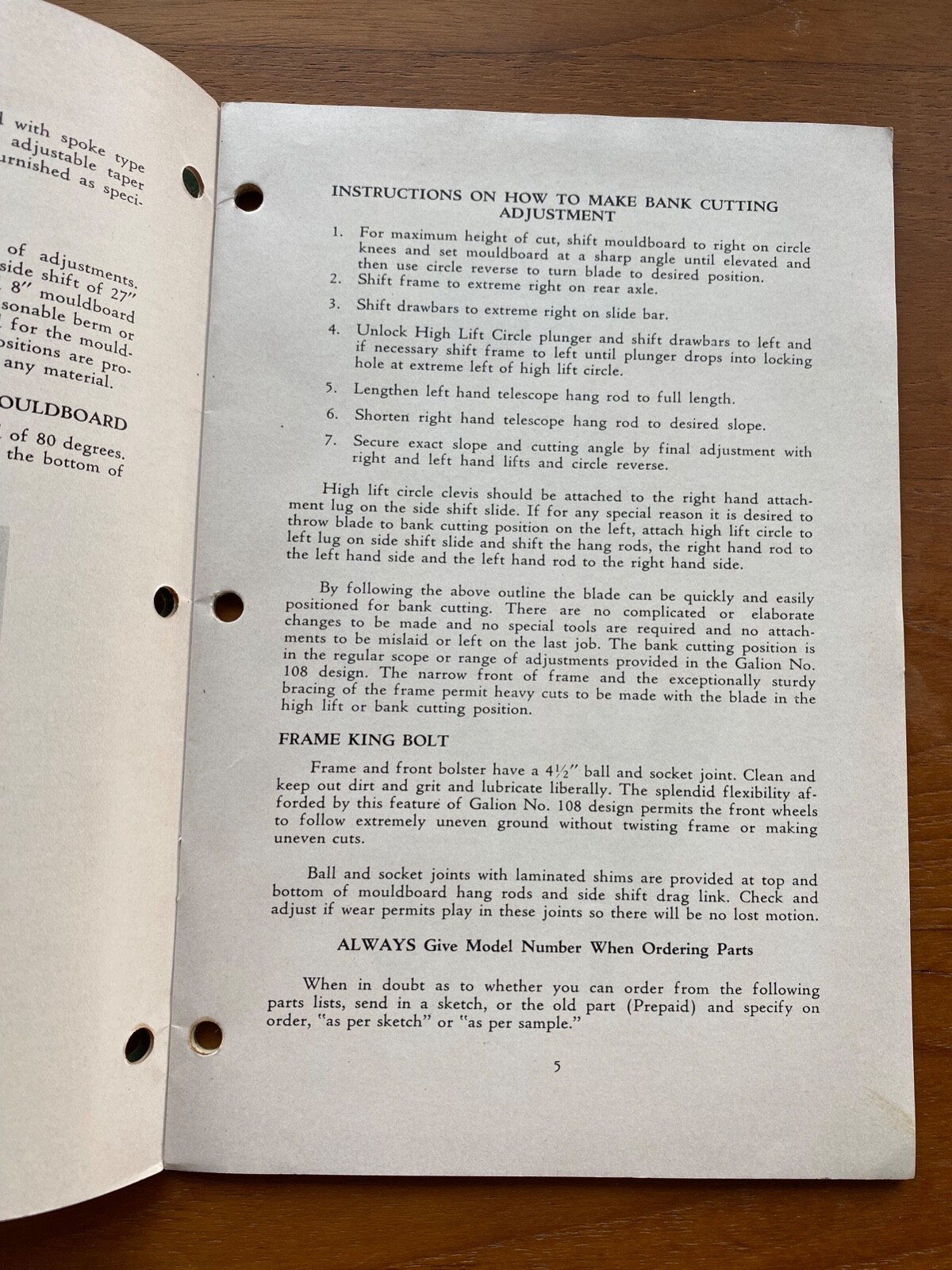 VTG Galion Iron Works Leaning Wheel Grader Instruction Book Parts List EZ Lift