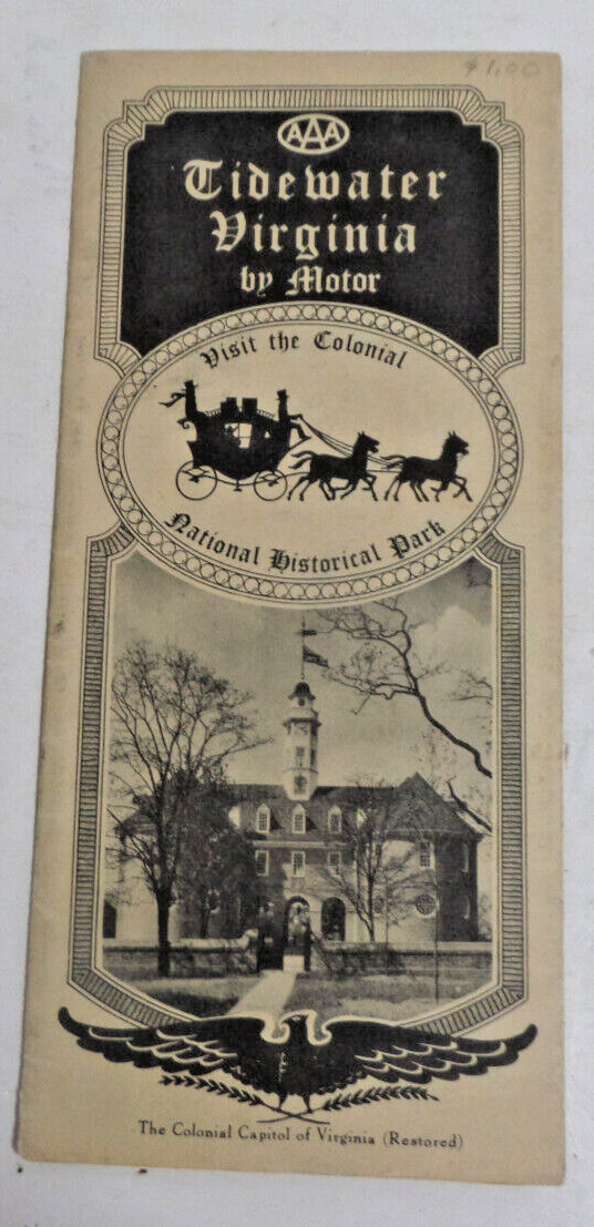 AAA Tidewater Virginia by motor 1938? brochure map advertisement