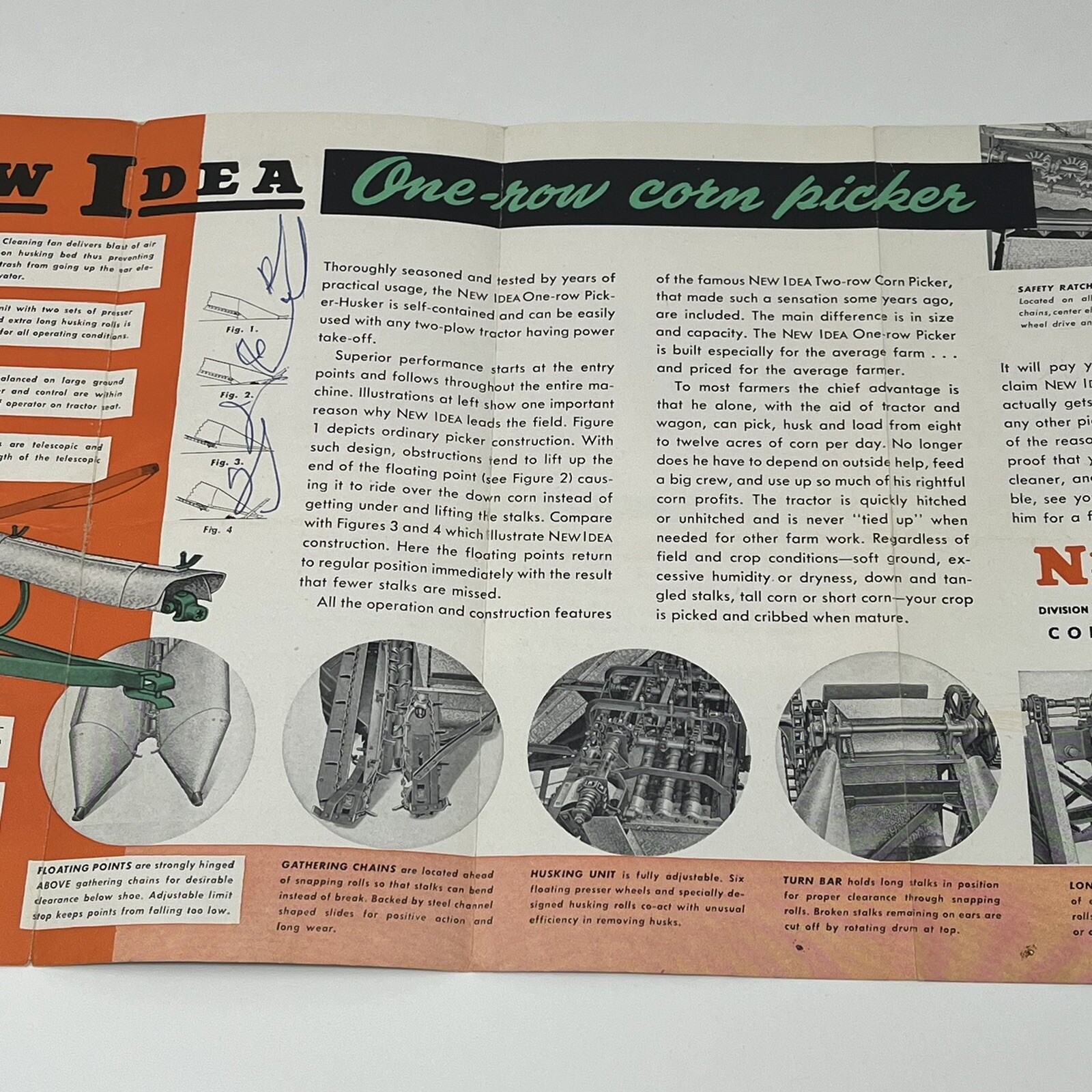 1930&rsquo;s New Idea One Row Corn Picker Brochure Booklet Pamphlet