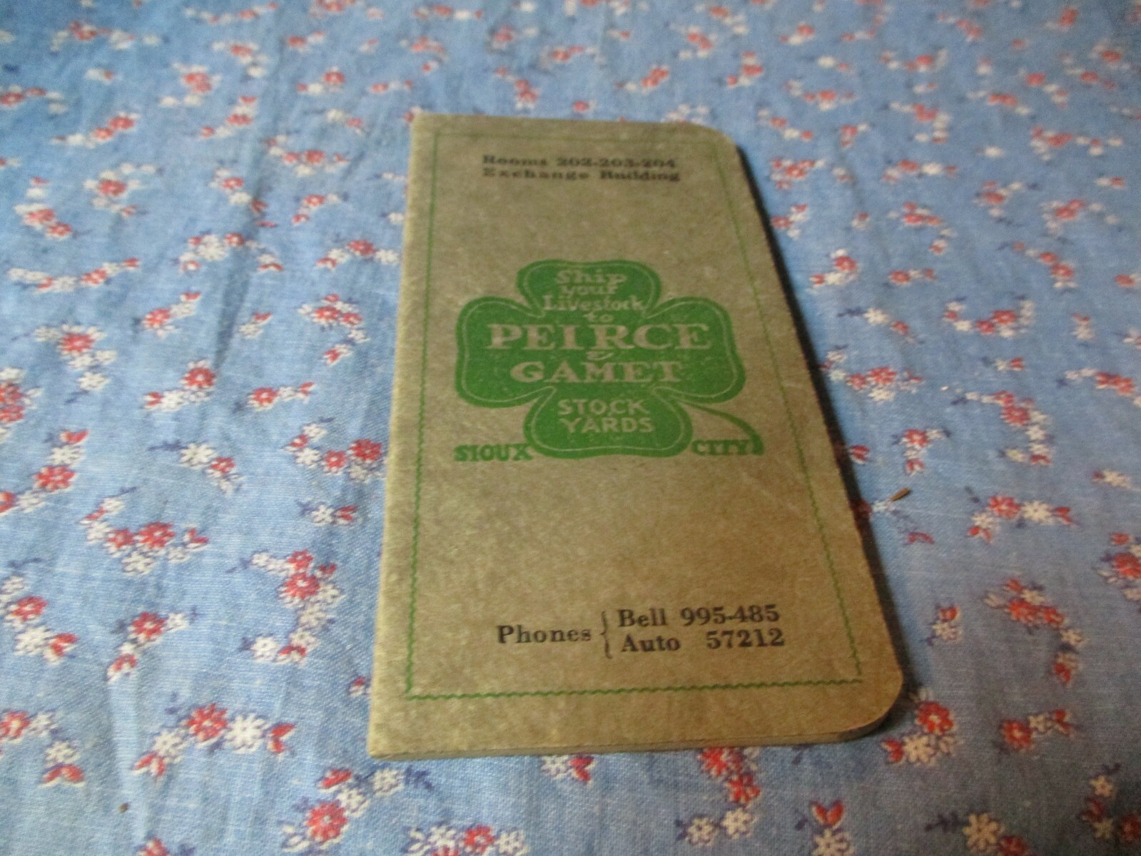 Pocket Notebook 1926-27 Peirce & Garmet Stock Yarads Sioux City Iowa