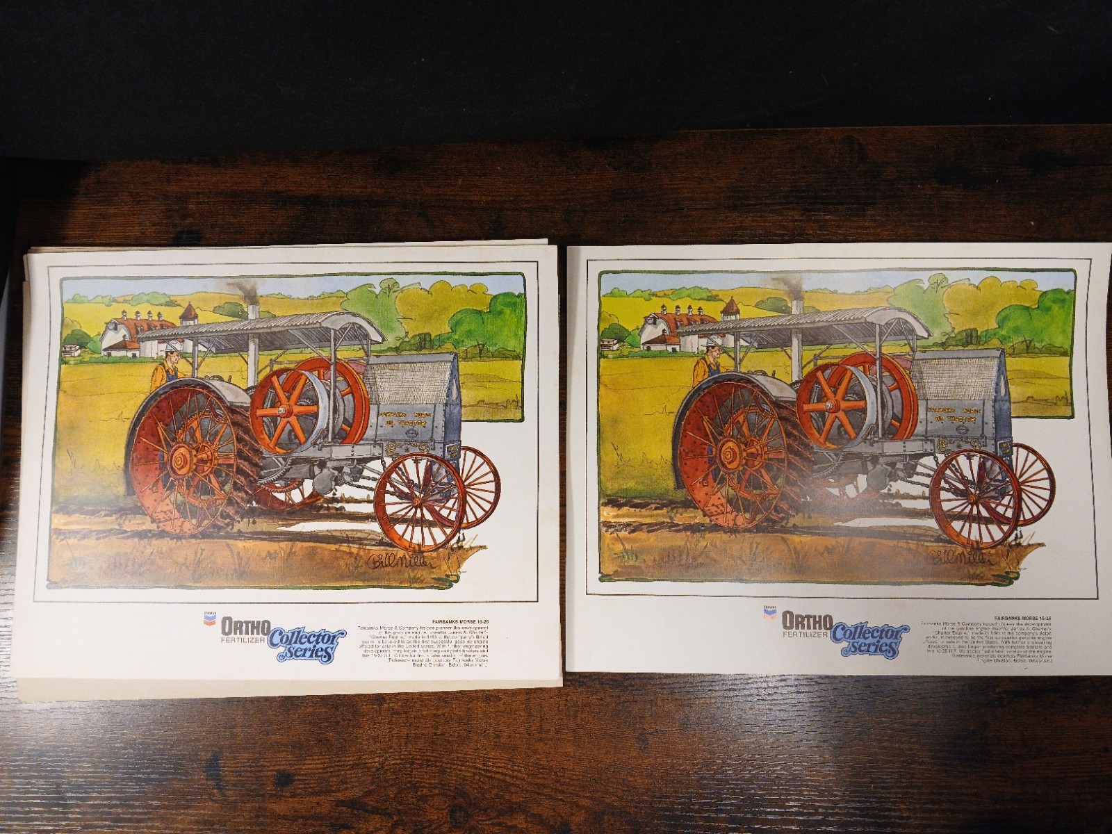 Vintage 1981 Ortho Fertilizer Tractor Print Lot with Original Dealer Letter