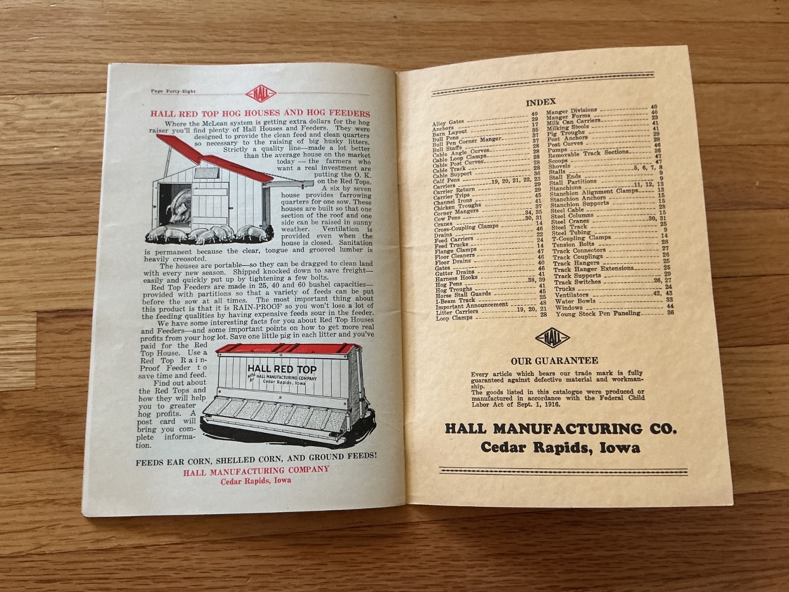 1936 catalog HALL MANUFACTURING COMPANY Cedar Rapids IOWA agricultural hardware