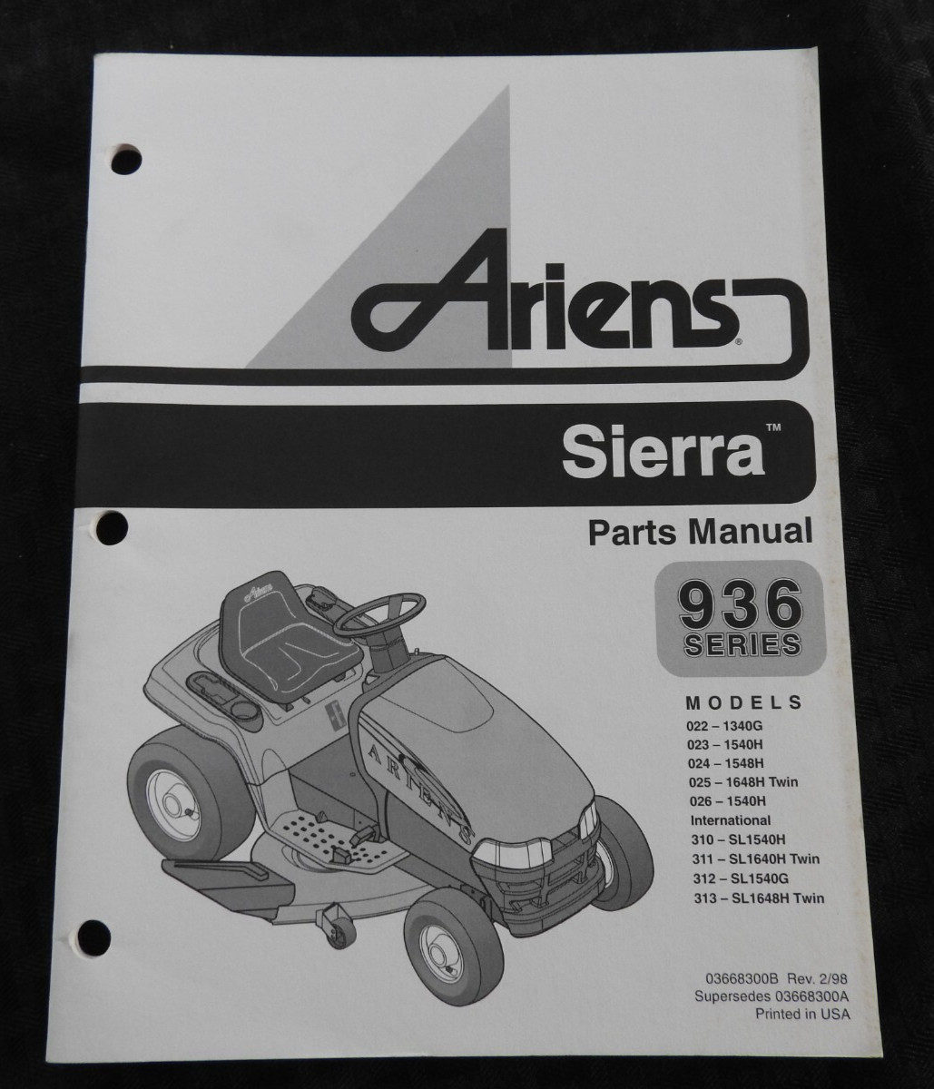 GENUINE ARIENS SIERRA 936 SERIES LAWN TRACTOR PARTS CATALOG MANUAL MINTY 1998