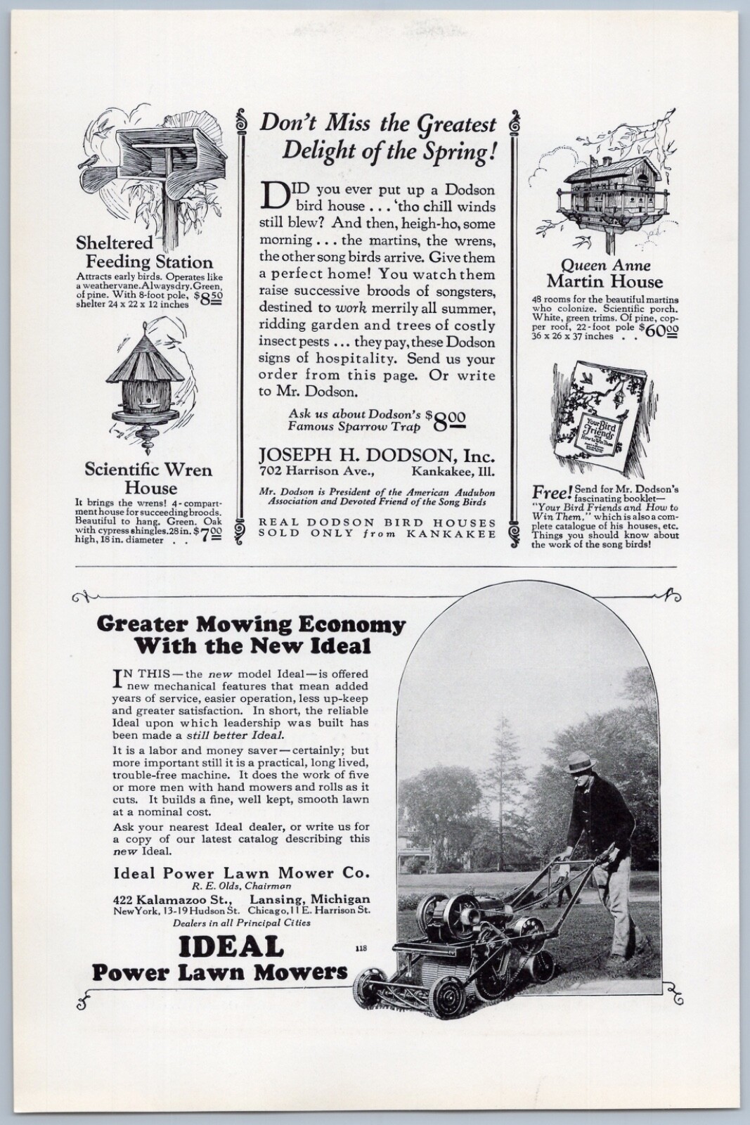 1925 Ideal Power Lawn Mowers Vintage Ad Grass Cutters Cutting Lansing MI